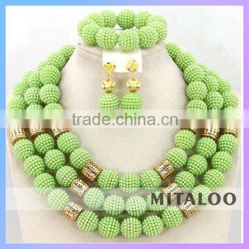 Mitaloo MT0001 Wholesale Fashionable Best Design Leaf Green African Jewelry Set