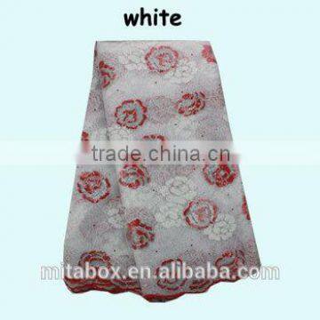 10 Years African Lace Manufacturer Organza Lace Fabric for Parties Lace OG0153white