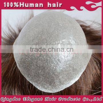 Wholesale high quality india remy human natural hair super thin skin men's toupee