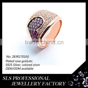 2015 high quanloity and latest engagement couple ring plate rose gold silver jewelry rings -SLS