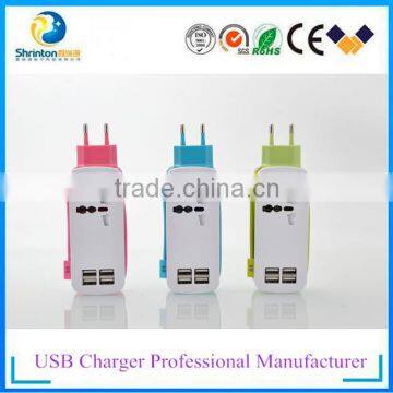 5V 4.2A Blue, Green, Pink multiple USB Travel Charger with certificate