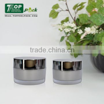 Round Clear Acrylic Cosmetic Jar with Aluminum Cap 50ml Manufacturer Made in China