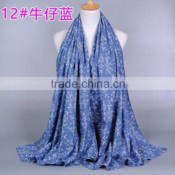 Wholesale Fall Winter Fashion Flower Printed Viscose Cotton Shawl