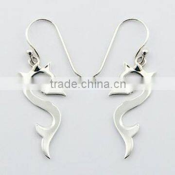 Impression Of A Seahorse Silver Dangle Earrings