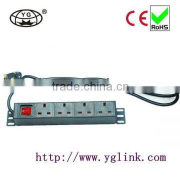 British type PDU 1U 4ways with switch UK type PDU rack PDU cabinet PDU UK Power Distribution Unit