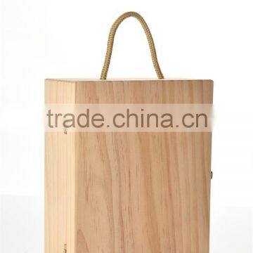 Packaging Pine Wooden Wine Box With Rope Handle photo-3