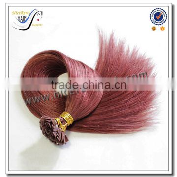 Wholesale high quality color 99j pre bonded flat tip hair extensions 100% brazilian virgin human hair                        
                                                                                Supplier's Choice