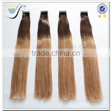 Wholesale silky straight 100% brazilian virgin human hair ombre remy tape hair extension