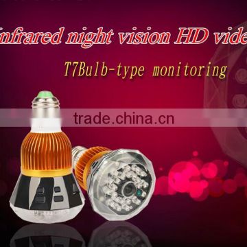 H264 720p IR night vision bulb camera wireless remote control Video Recording Hidden Lamp Camera T7