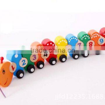 Hot Selling Caterpillar Toys Size 41*5.5*8.5cm OEM Digital Caterpillar Train Toys Wooden Caterpillar for Children EZ5134 photo-2