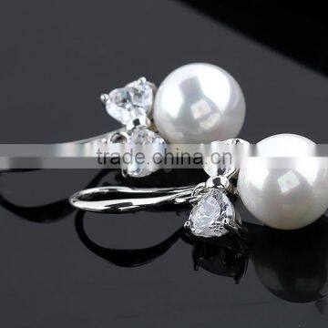 High Qulity Round Pearl With Butterlfy Zircon Gold Plated Earrings Elegant Fashion Bijoux Jewelry photo-3