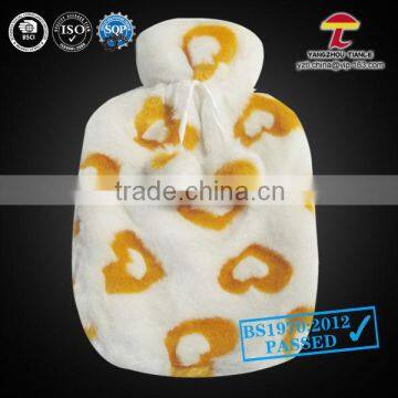 1750ml hot water bottle with plush cover yellow colour heart