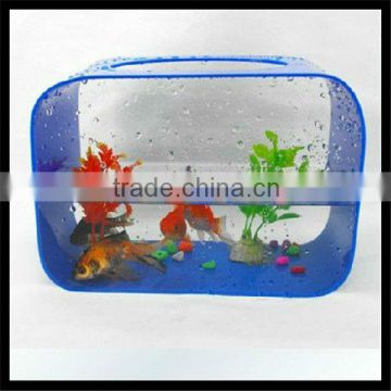 Modern blue cylinder acrylic aquarium ornamental fish tank