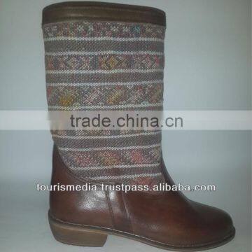 Brown Handmade moroccan kilim boot size 40 made in Marrakech xa03