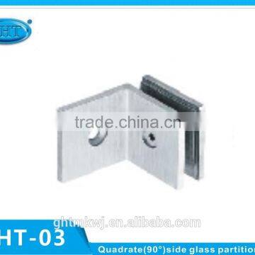 Quadrate 90 degree side glass furniture partition clamp, bathroom door fittings