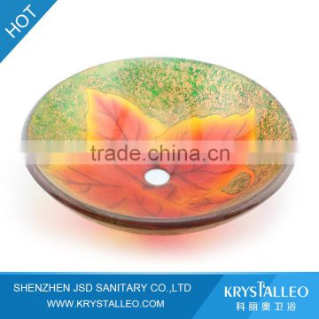 Round Painted Tempered Glass Bathroom Vanity Basin