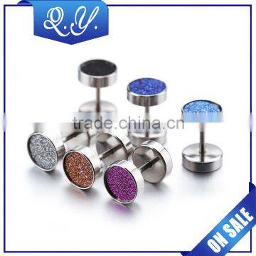 barbell stainless steel ear piercing jewelry shining ear studs