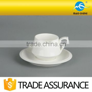 plain ceramic Italian coffee cup with saucer