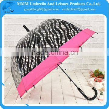 23inch full zebra-stripe printed safty transparent umbrella