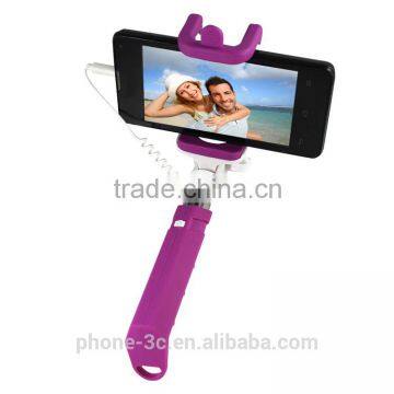 Best selling hot chinese products mini wired monopod with cable Christmas promotional gifts rainbow color selfie stick cartoon