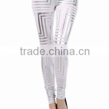 Fashion Silver Foil White slim fit Legging