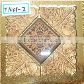 Indian handmade polished crystal glid small decor tile 73x73mm