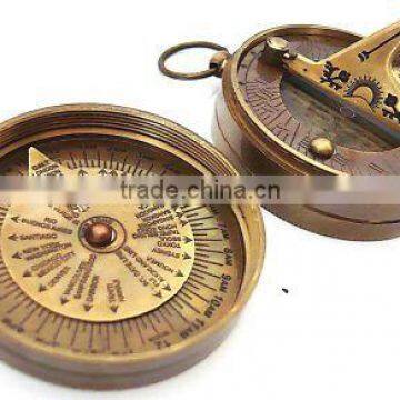 Pocket Sundial - Dolland London Brass Sundial Compass