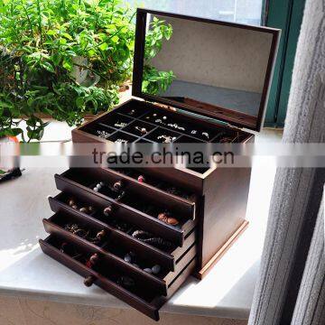 High Quality Wood Jewelry Box 5 Drawers With Mirror