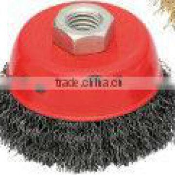 CRIMPED BRASS-COATED WIRE CUP BRUSH