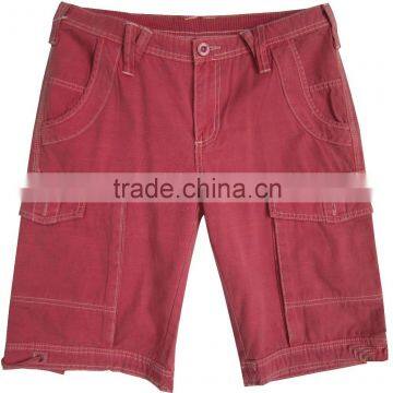 Men's red solid color 7/8 baggy shorts man 100% cotton capri pants wholesale manufacturer