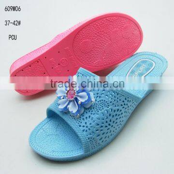 Hot sales cheap PCU mid wedge slippers for women