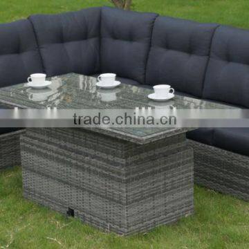 New model good design outdoor garden furniture wicker corner sofa set rattan corner sofa set with adjustable table                        
                                                                                Supplier's Choice