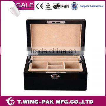 Removable Tray Luxury Colorful Velvet Veneer Sheet Wooden Jewelry Boxes Suppliers