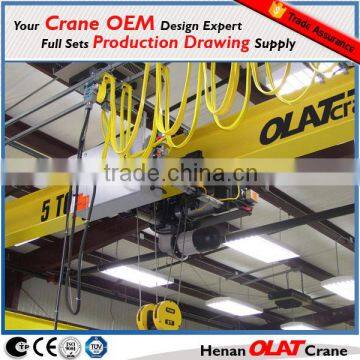 3D design drawing OEM Europe type Single Beam travelling overhead crane