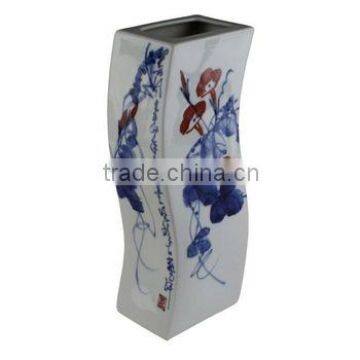 Hand Painted Chinese Porcelain Wavy Vase