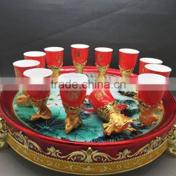 Twelve Animal Zodiac Red Ceramic wine cups with custom logo