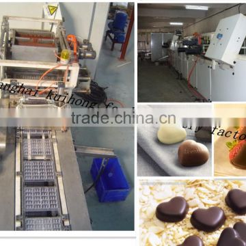 Full automatic chocolate depositing and filling one-shot machinery with double depositor and cooling tunnel