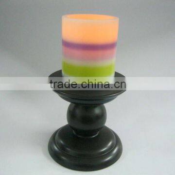 5" Height Colorful Wax Shell Window Candle With Black Holder