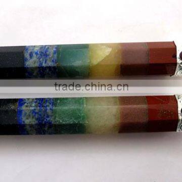 Round Faceted 7 Chakra Bonded Healing Stick