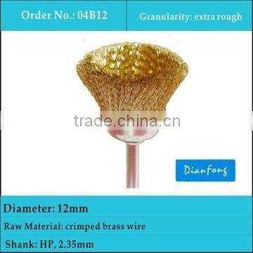 12mm HP shank crimped brass wire extra rough cup shape brushes