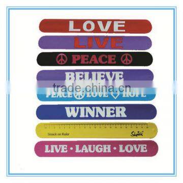 china online boston silicone snap bracelet slap bracelet with ruler