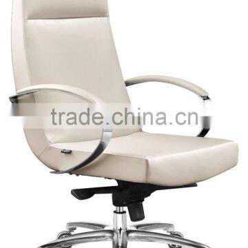 White high back manager leather chair with armrest
