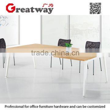 modern design office meeting table with white powder coated metal leg