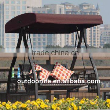 Patio garden rattan swing double, two seat swing chair