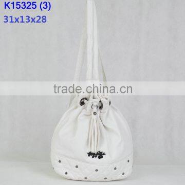 Angelkiss bag china factory bucket bag with string/white backpack with rivet