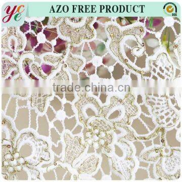 latest design fashion gold metallic cord chemical embroidery fabric