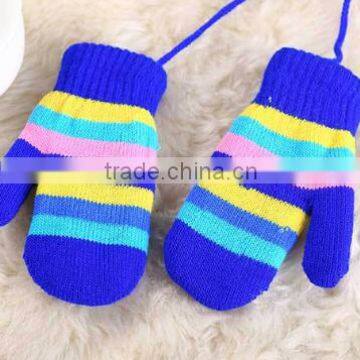 MS80125C Kids winter stripe design cute thermal gloves