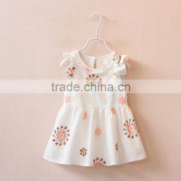 Children White A Line Skirt Lovely Flower Printed Dress Pattern, Girl Dress