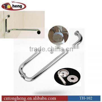 Polished Stainless Steel Double Sides Dia 25mm Tubing Shower Pull Handle and Towel Bar Combo