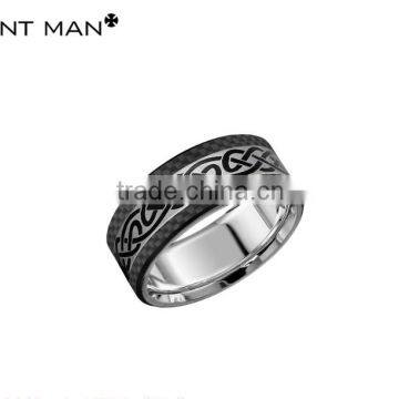 2016 hot sales Titanium Rings black plating Wedding Band Mens carbon fiber titanium ring band